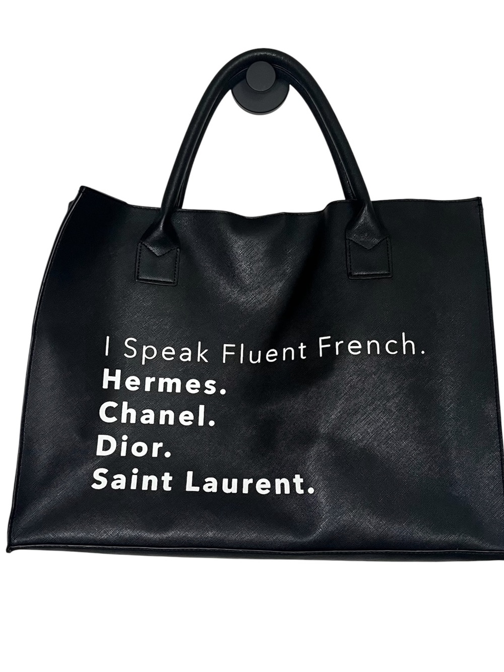 Los Angeles Trading Co. I Speak Fluent French Vegan Leather Tote Black Bag